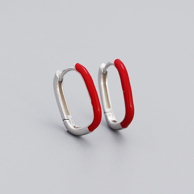 Enamel U-shaped hoops popular in Europe and America earrings women