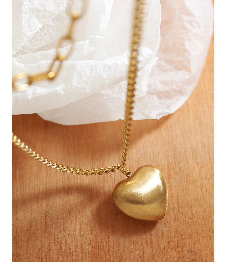 heart shaped pendant necklace double layered love chain