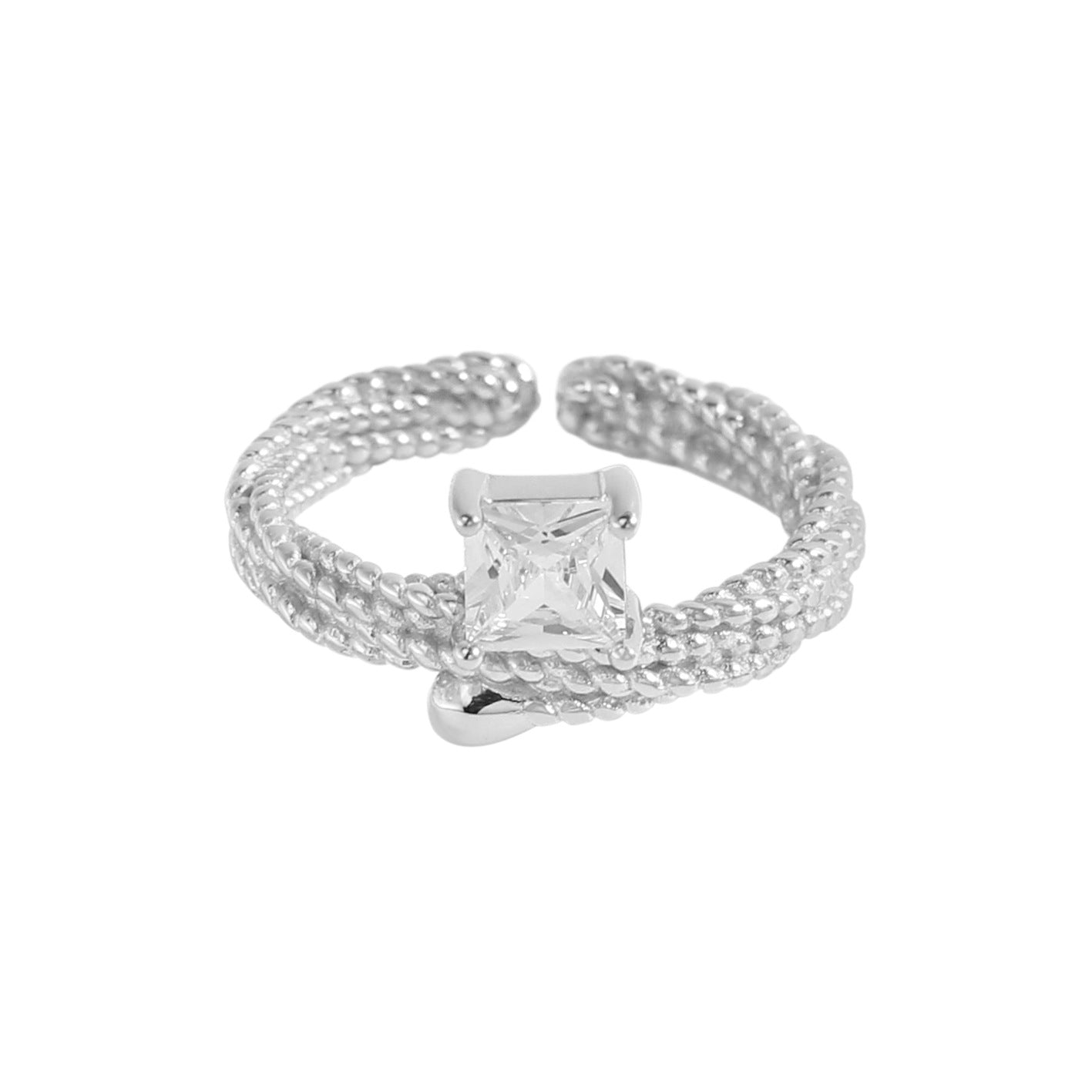 twist thread zirconia sterling silver S925 feminine elegant rings