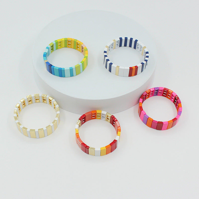 New Metal Enamel Lacquer Bracelet Geometry Summer Bracelet