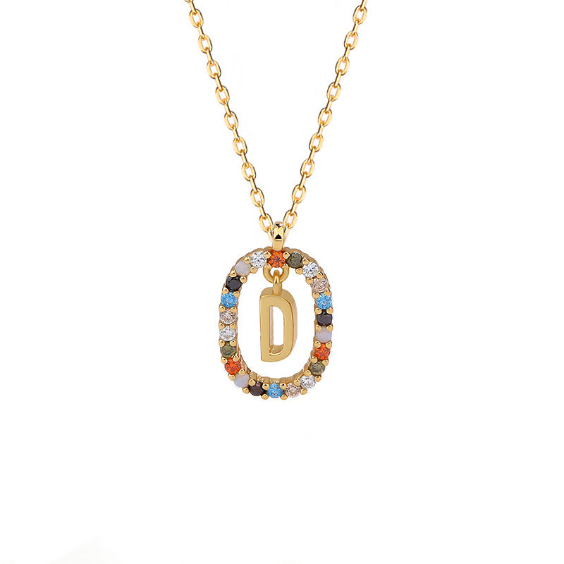 Initials Pendant Women's Light Luxury Color Zirconia Collar Chain