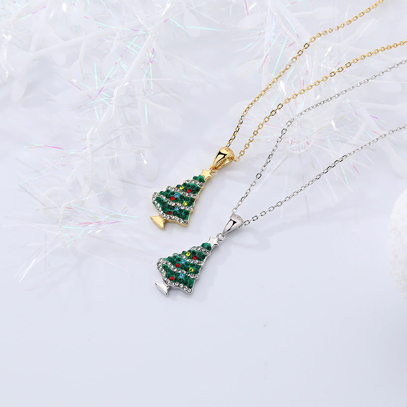 Colored Zircon Christmas Tree Pendant