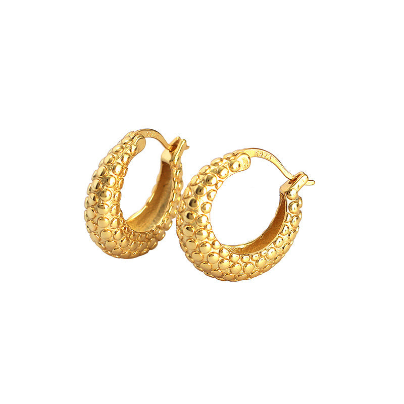 French style vintage earrings huggie hoops in high gold plating