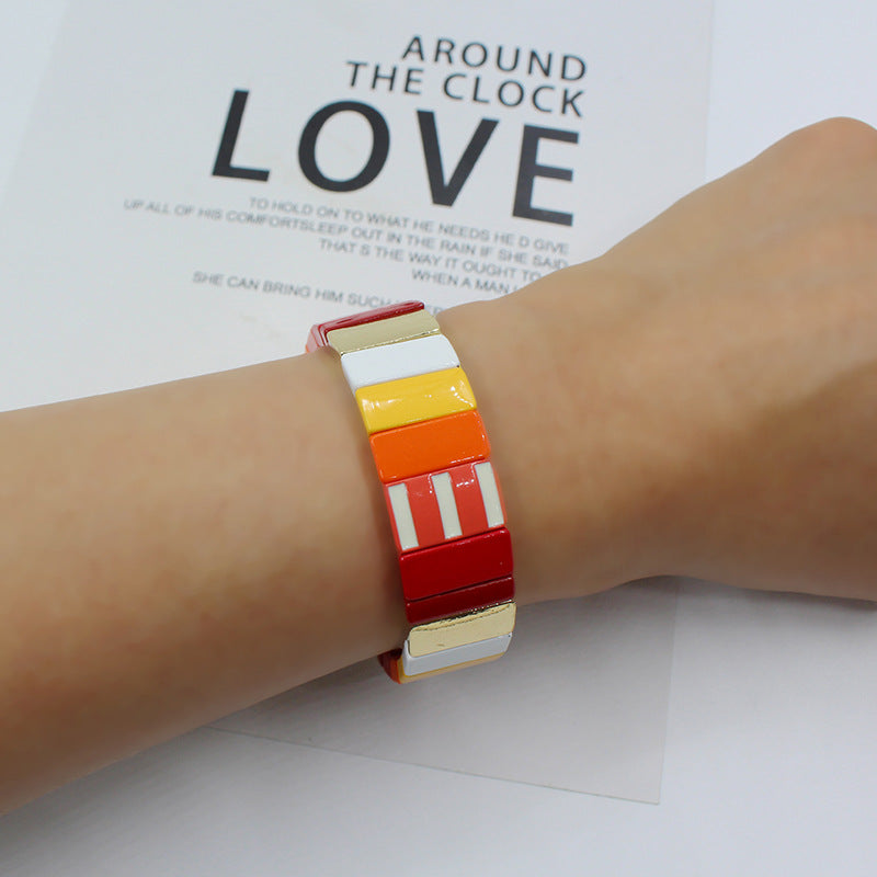 New Metal Enamel Lacquer Bracelet Geometry Summer Bracelet