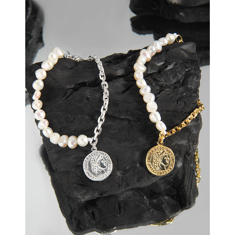 natural pearl franc chain bracelet sterling silver S925 female fashion chain bracelet