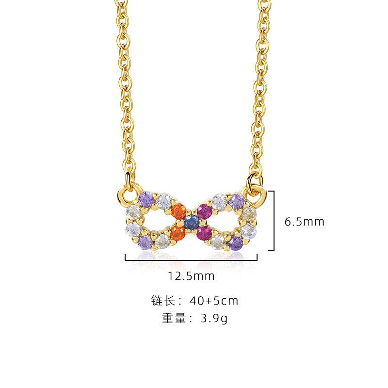 Colorful zircon necklace female cross pendant