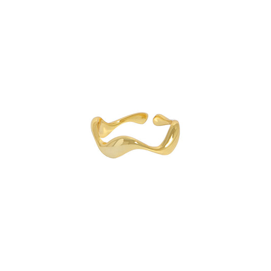 irregular flow ring sterling silver S925 women's ring