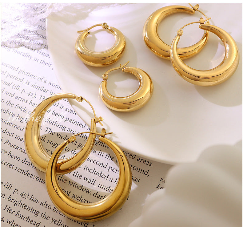 U-shaped geometric earrings fashion simple titanium plated 18K gold earring big hoops