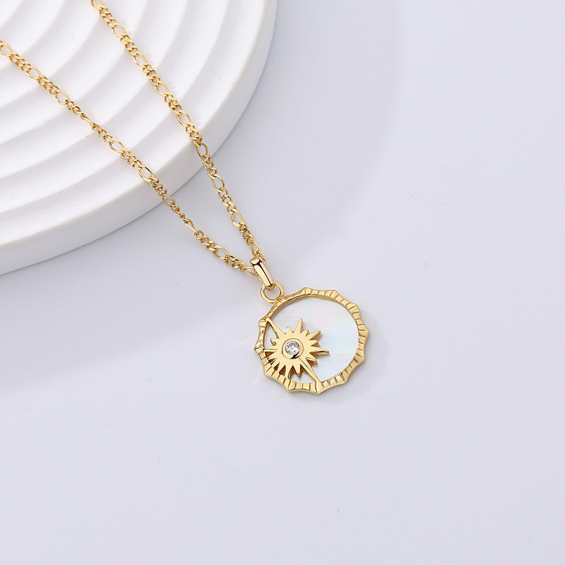 Golden Sun Shell Pendant Women's Collar Chain