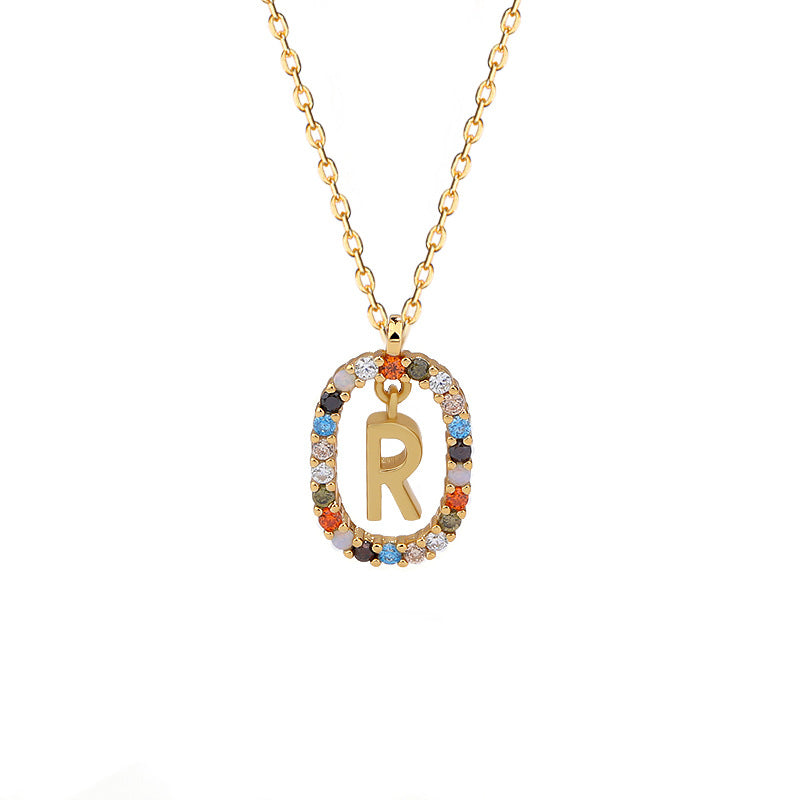 Initials Pendant Women's Light Luxury Color Zirconia Collar Chain