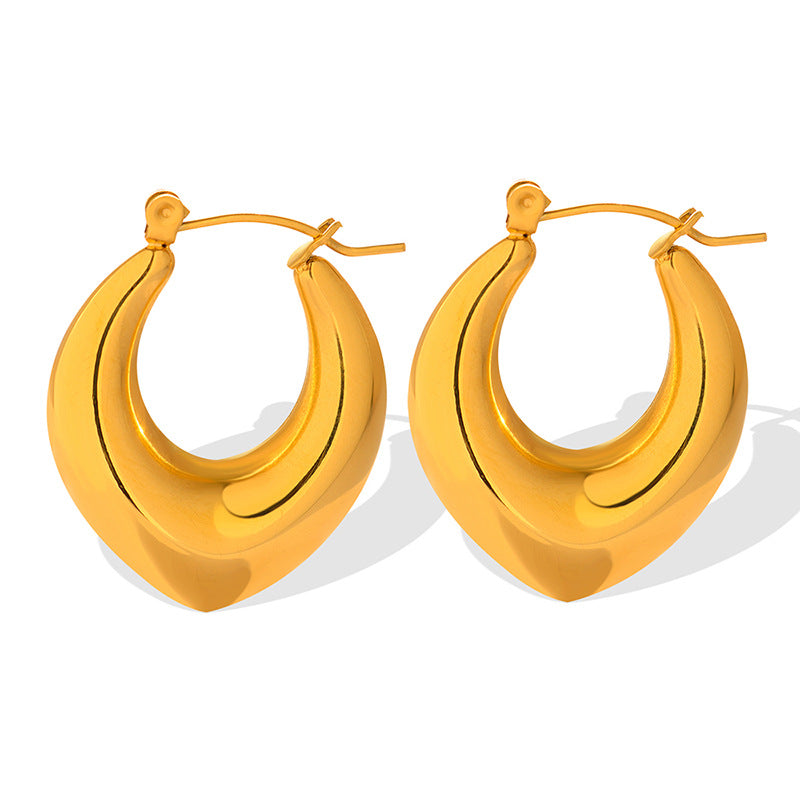 New Women's U-shaped Earrings 18K Gold Plated Stainless Steel Versatile Fashion Buckle Earrings