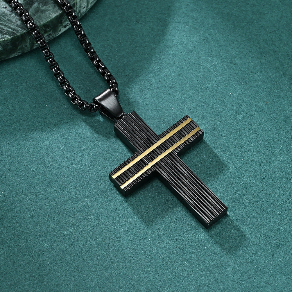 Creative New Double Color Cross Pendant Men's Hip Hop Cool Style Necklace Jewelry