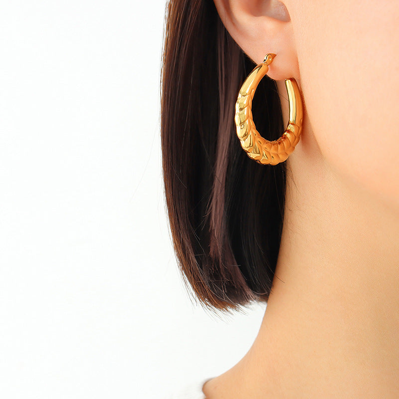 new U-shaped earrings hoops vintage 18K gold-plated stainless-steel earrings