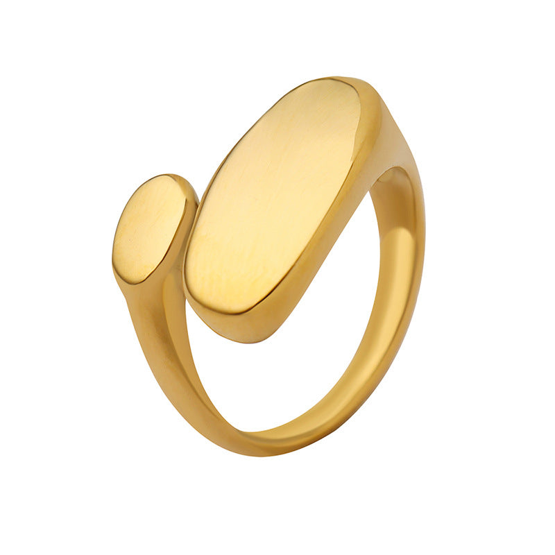 Irregular shaped open ring titanium steel 18k gold