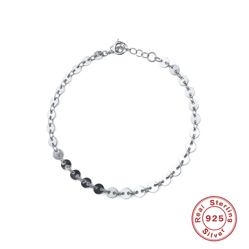 S925 sterling silver disc trendy wearing bracelet