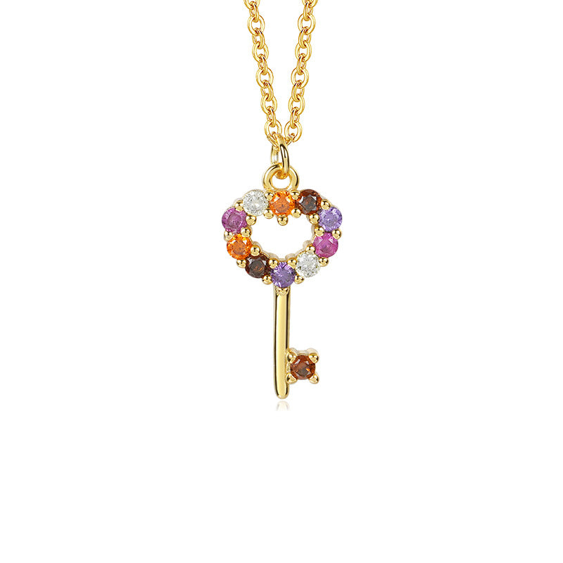 Colorful zircon necklace female cross pendant