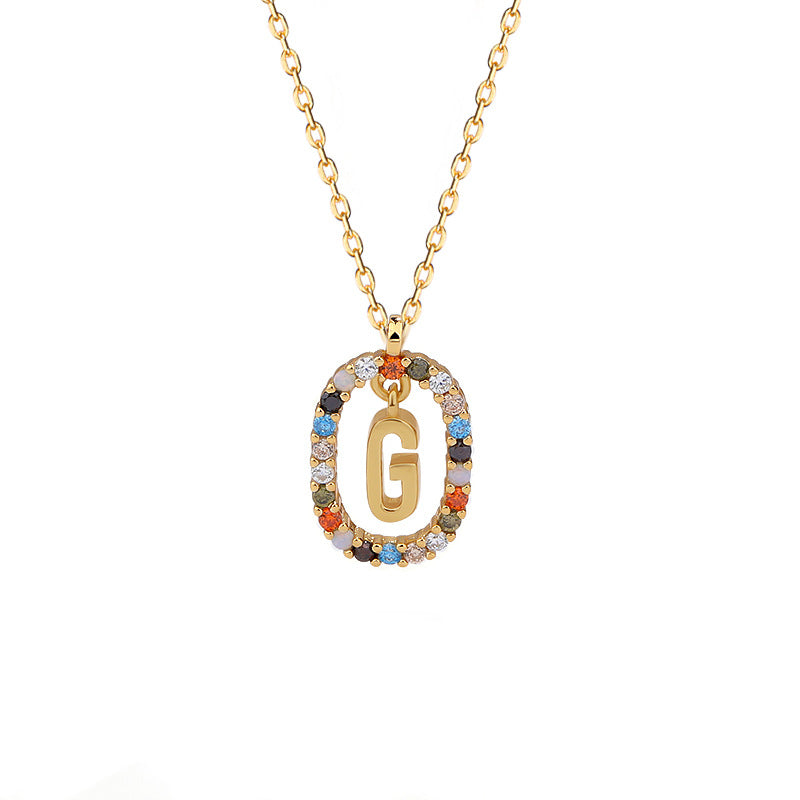 Initials Pendant Women's Light Luxury Color Zirconia Collar Chain