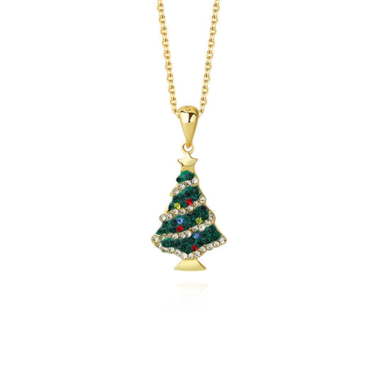 Colored Zircon Christmas Tree Pendant