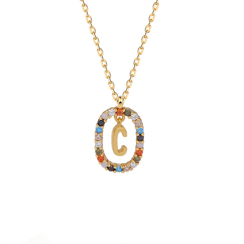 Initials Pendant Women's Light Luxury Color Zirconia Collar Chain