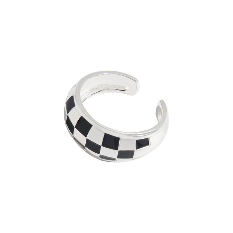 chessboard sterling silver S925 female fashion jump ring