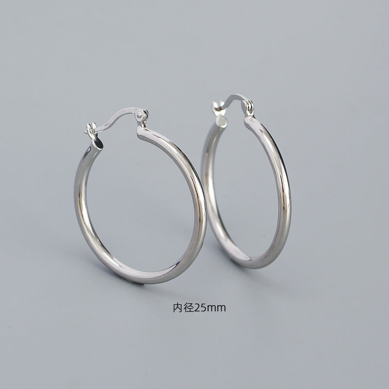 925 sterling silver fashion big hoops high quality smooth polishing