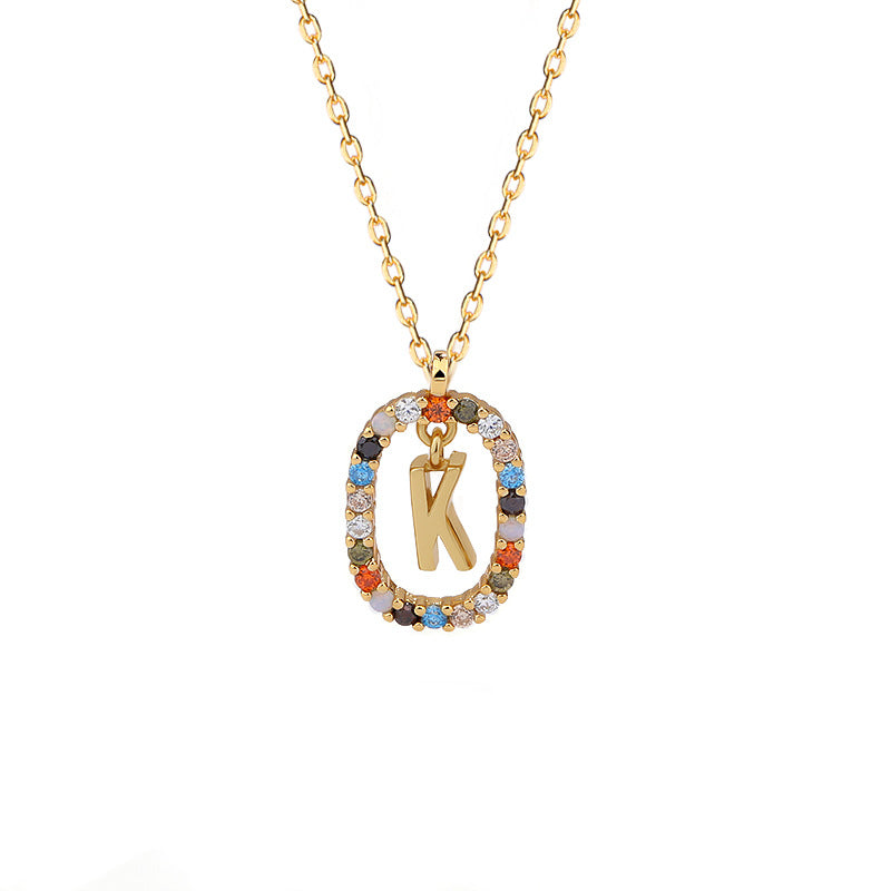 Initials Pendant Women's Light Luxury Color Zirconia Collar Chain