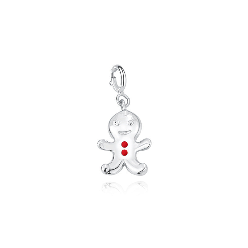 925 sterling silver Christmas cute gingerbread man cookie pendant