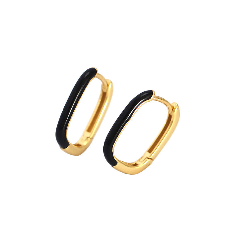 Enamel U-shaped hoops popular in Europe and America earrings women