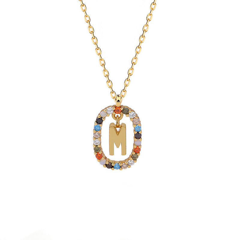 Initials Pendant Women's Light Luxury Color Zirconia Collar Chain