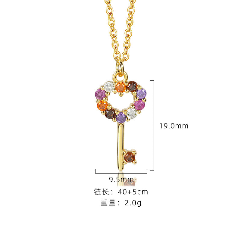 Colorful zircon necklace female cross pendant