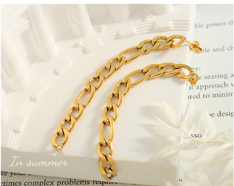 female fashion 18k gold plated chain earrings