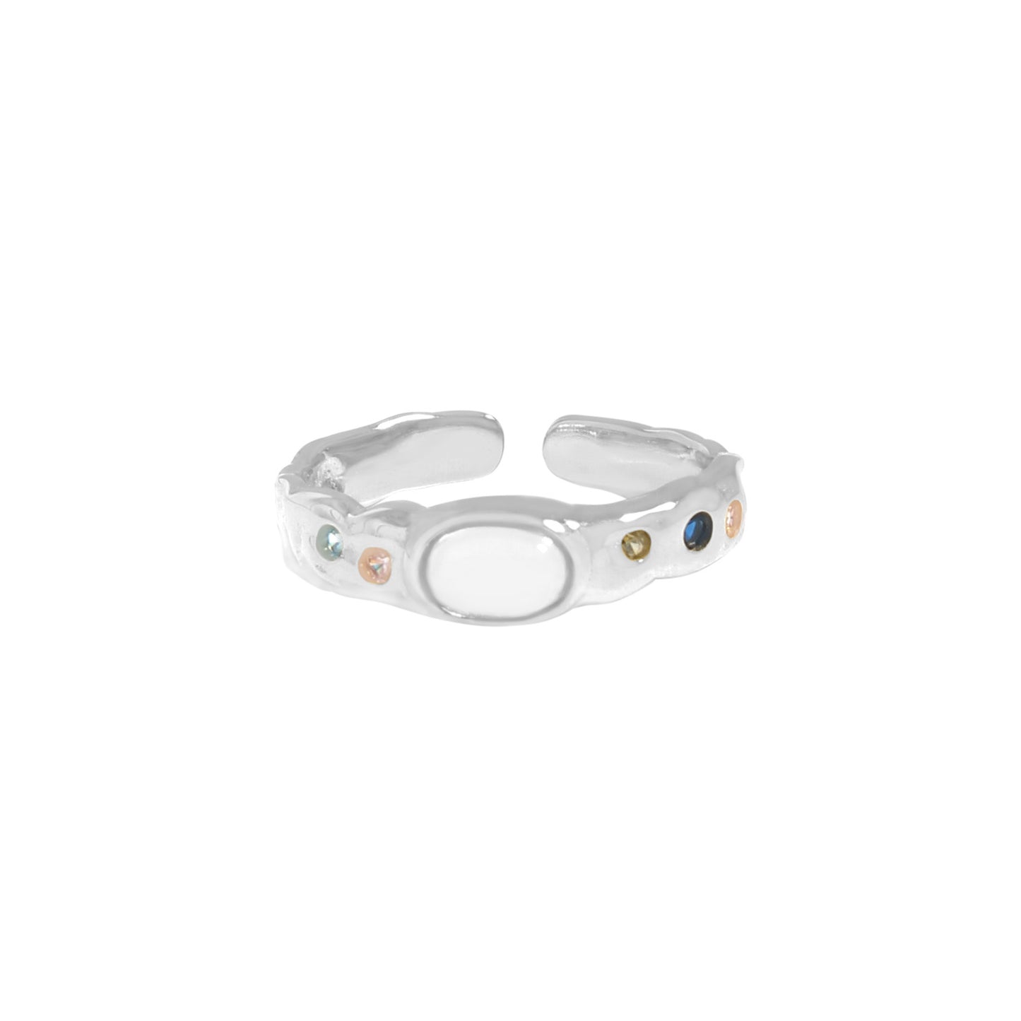 Moonstone gemstone adjustable ring sterling silver S925 female fashion wear