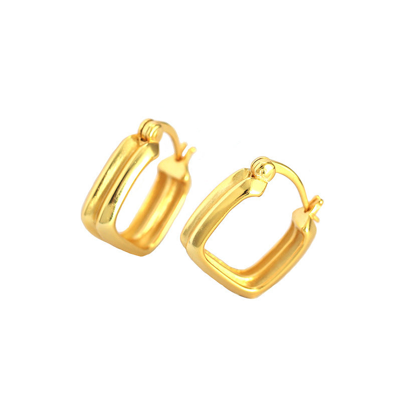 gold high-quality  wholesale silver double square U shaped earrings female daily wear