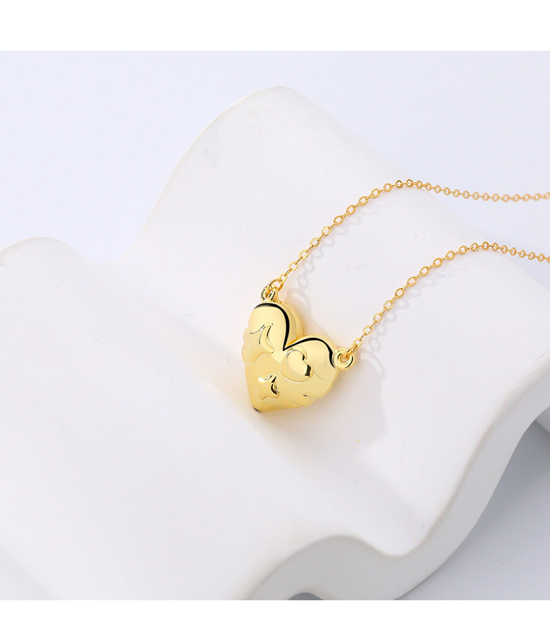 Golden heart love pendant women's luxury chocker chain