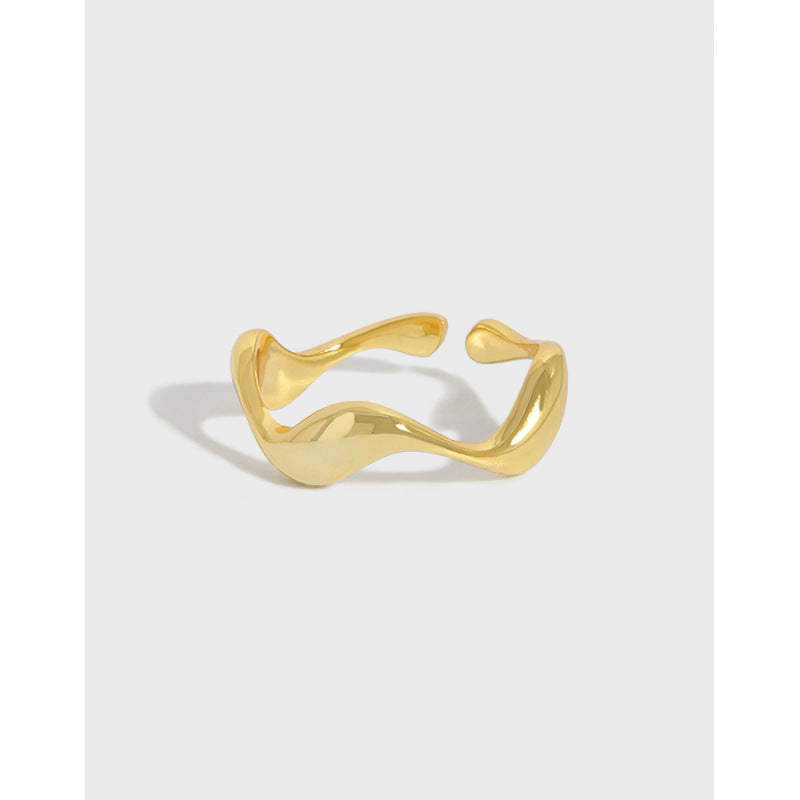 irregular flow ring sterling silver S925 women's ring