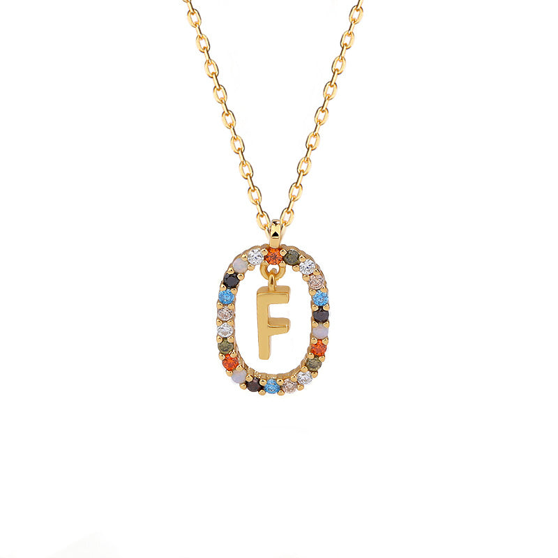 Initials Pendant Women's Light Luxury Color Zirconia Collar Chain