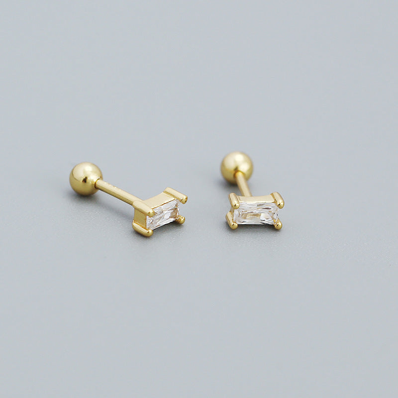 Colorful Zircon Baguette Studs Drill Screws Earbone Screws